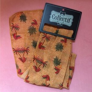 New Unworn Collectif Vintage Insp Retro Tiki Palm Pineapple Hair Bow Tie Scarf